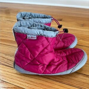 L.L. Bean Pink Quilted Bootie Slippers Size XS
